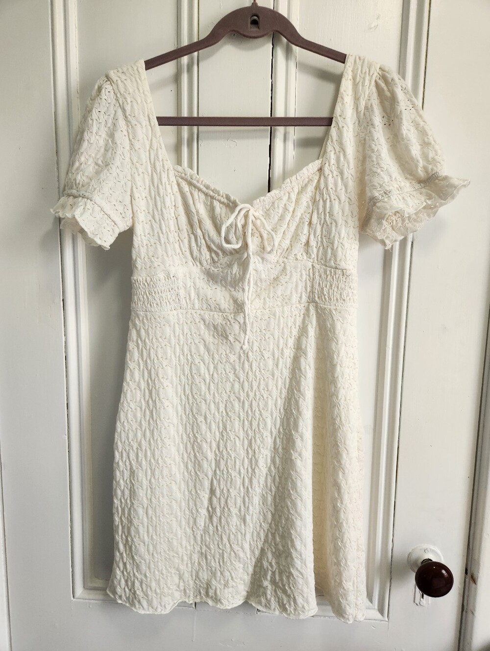 Urban Romantics Cream Textured Mini Dress - Size Large